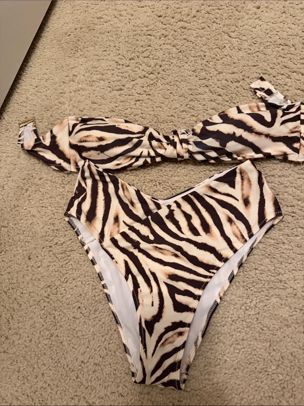 H&M Zebra Print Bikini Set - Beige & Black